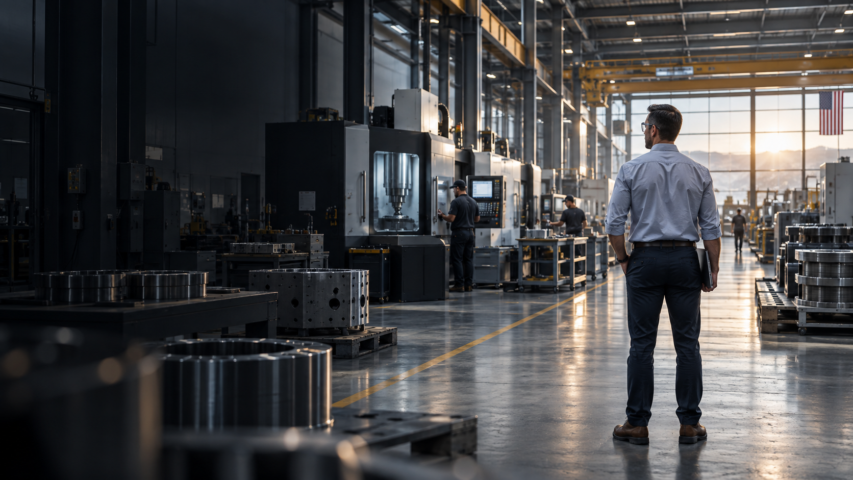 A modern precision manufacturing facility in operation